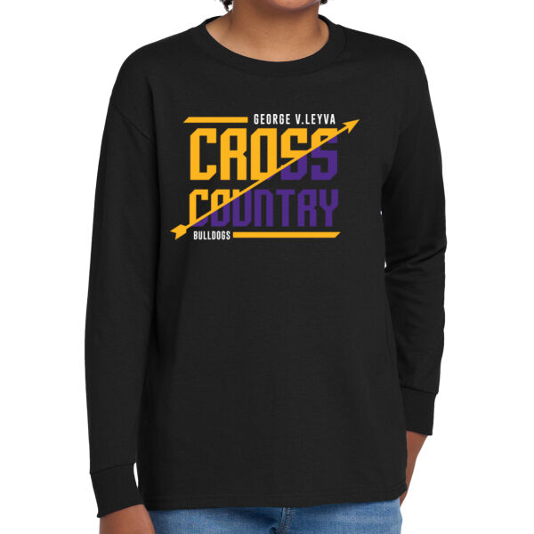 LeyVa Cross Country Youth Black Heavy Cotton 100% Cotton Long Sleeve T Shirt Thumbnail