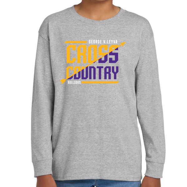 LeyVa Cross Country Youth Grey Heavy Cotton 100% Cotton Long Sleeve T Shirt Thumbnail