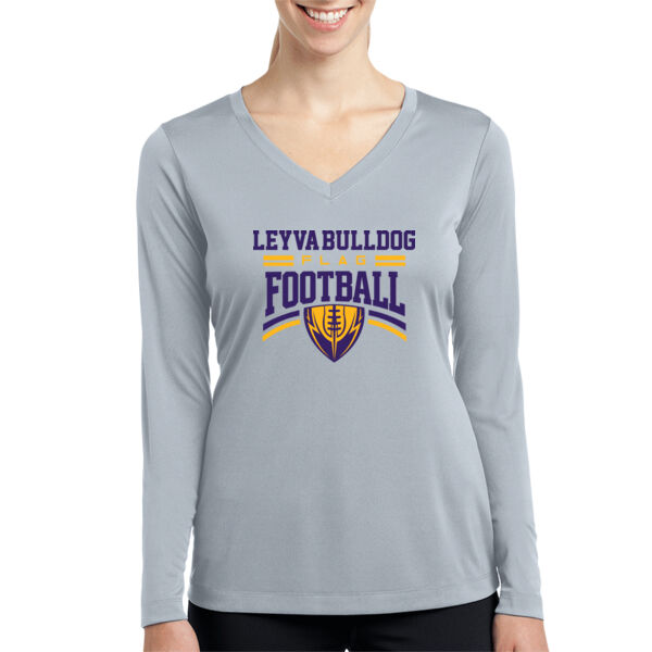 LeyVa Flag Football Ladies Long Sleeve PosiCharge Competitor V Neck Tee Thumbnail